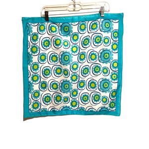 Vintage Paris Accessories Cotton Bandana Hair Scarf Aqua Teal Floral Mod Summer